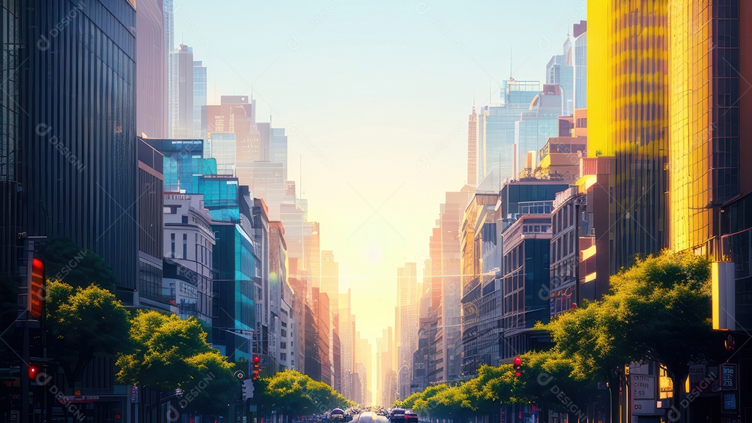 Imagem realista de uma cidade.