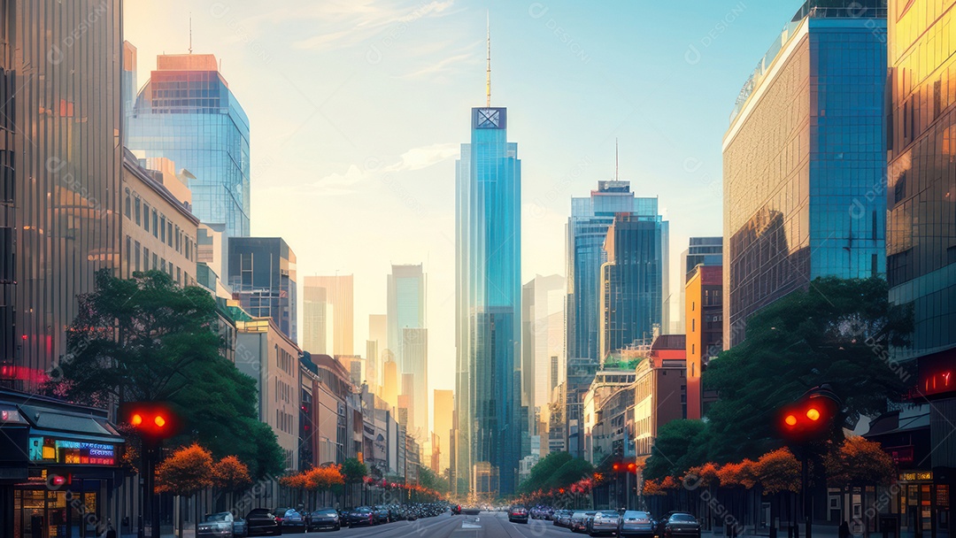 Imagem realista de uma cidade.