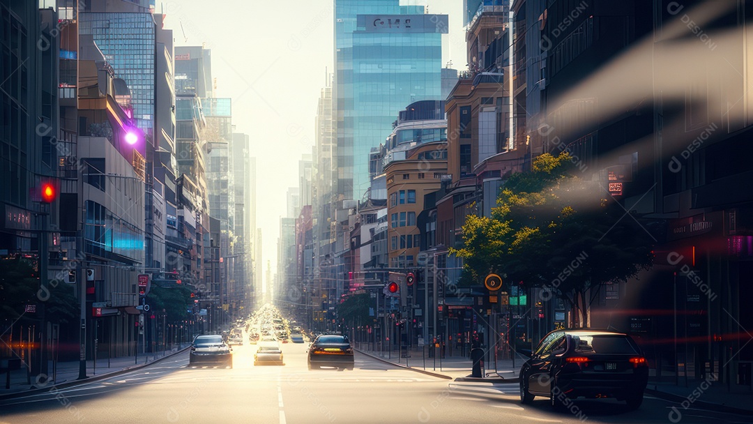 Imagem realista de uma cidade.