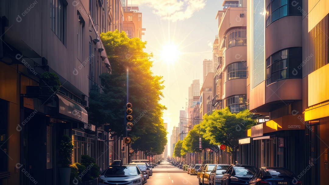 Imagem realista de uma cidade.