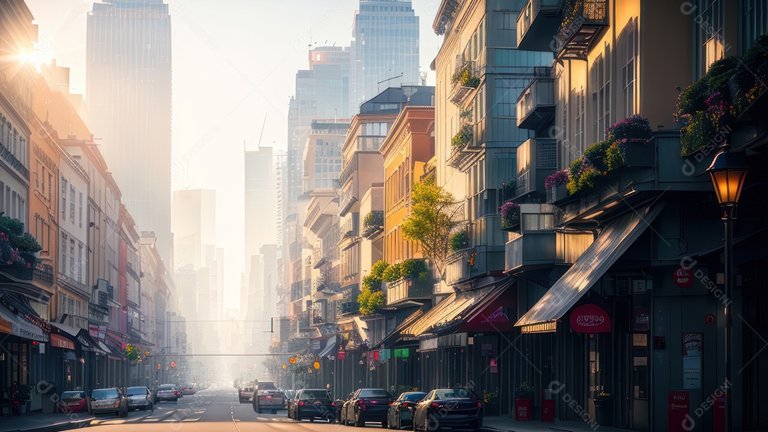 Imagem realista de uma cidade.