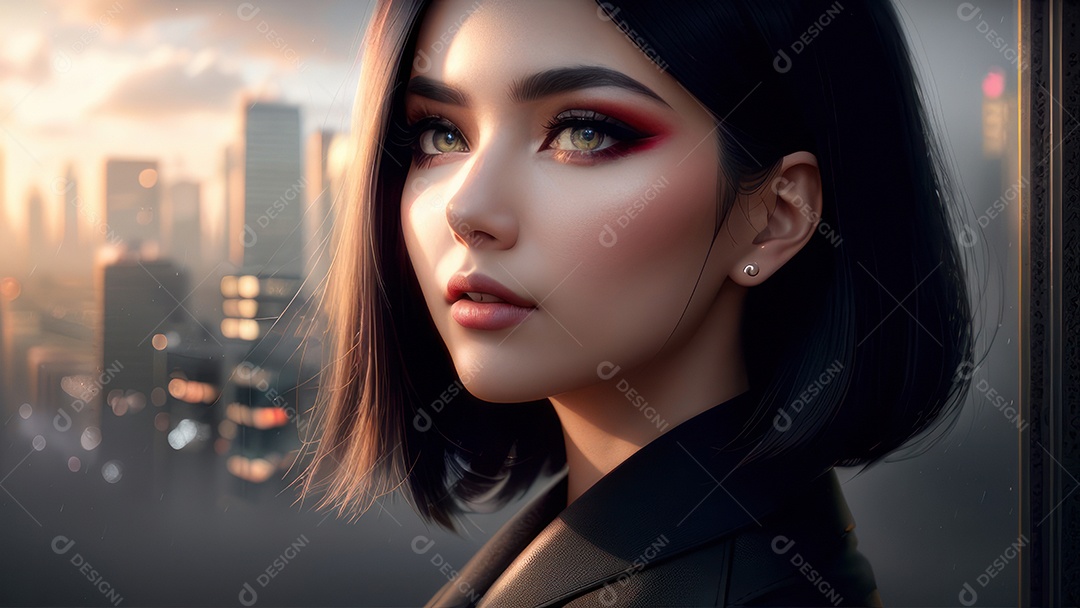 Retrato de uma mulher linda jovem.