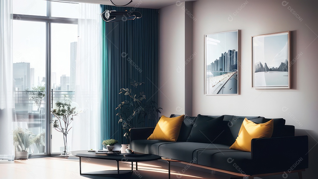 Interior de uma casa bonita e decorada.