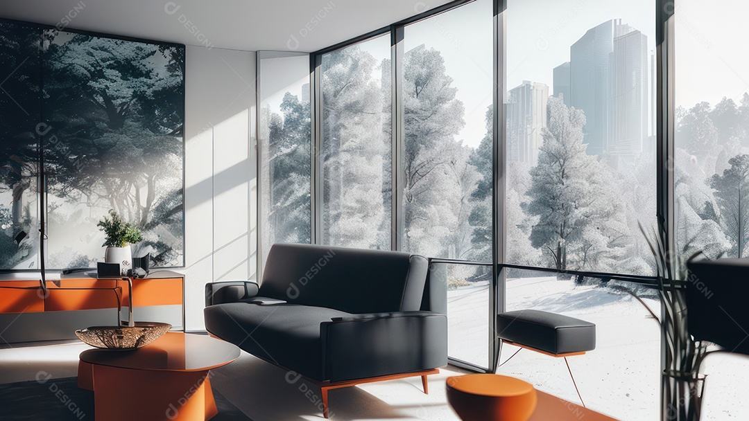 Interior de uma casa bonita e decorada.