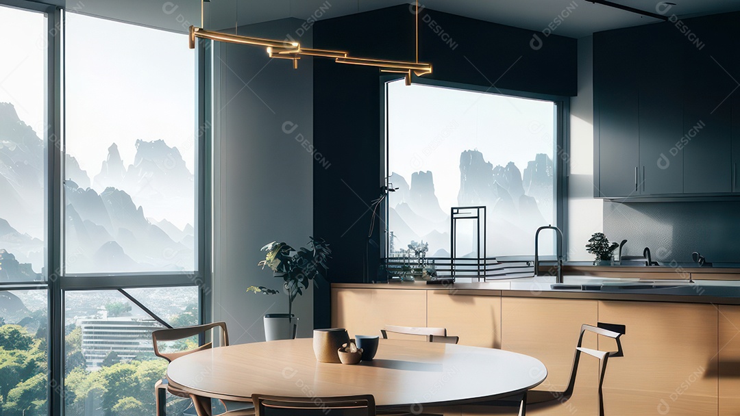 Interior de uma casa bonita e decorada.