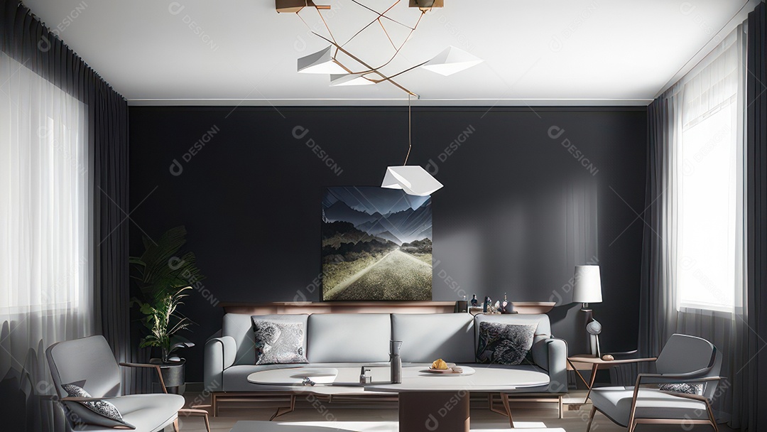 Interior de uma casa bonita e decorada.