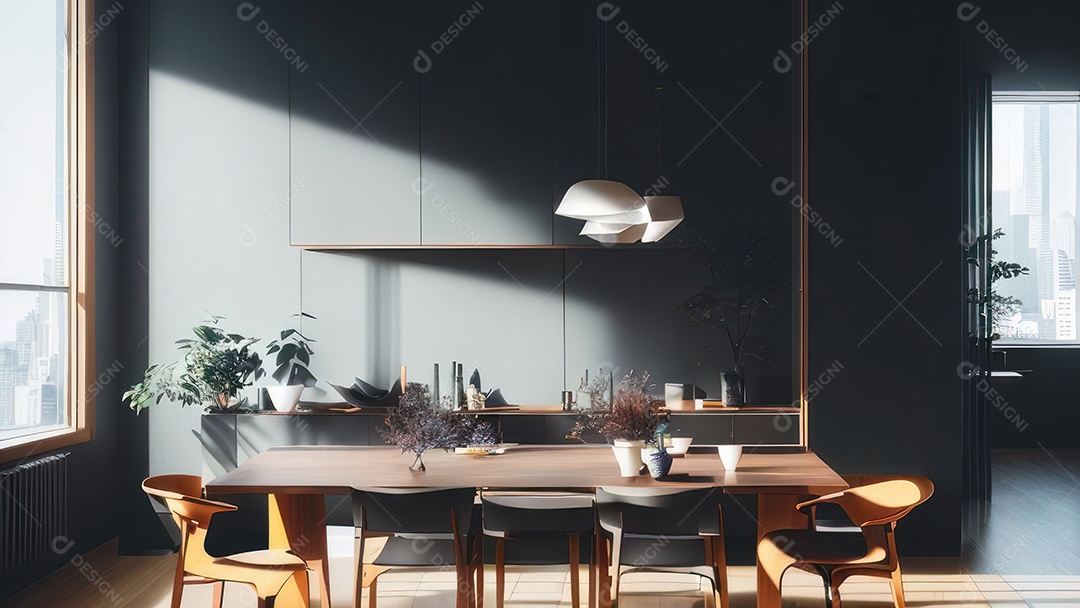 Interior de uma casa bonita e decorada.