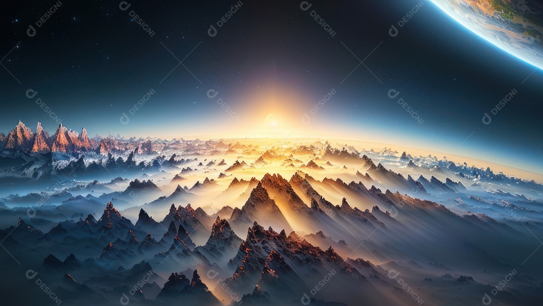 Imagem realista de pessoa caminhando sobre lindos lugares.