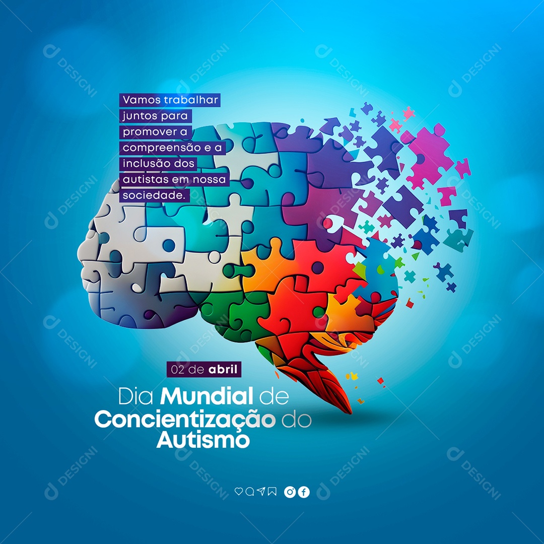 Dia Mundial da Conscientização do Autismo 2 De Abril Social Media PSD Editável