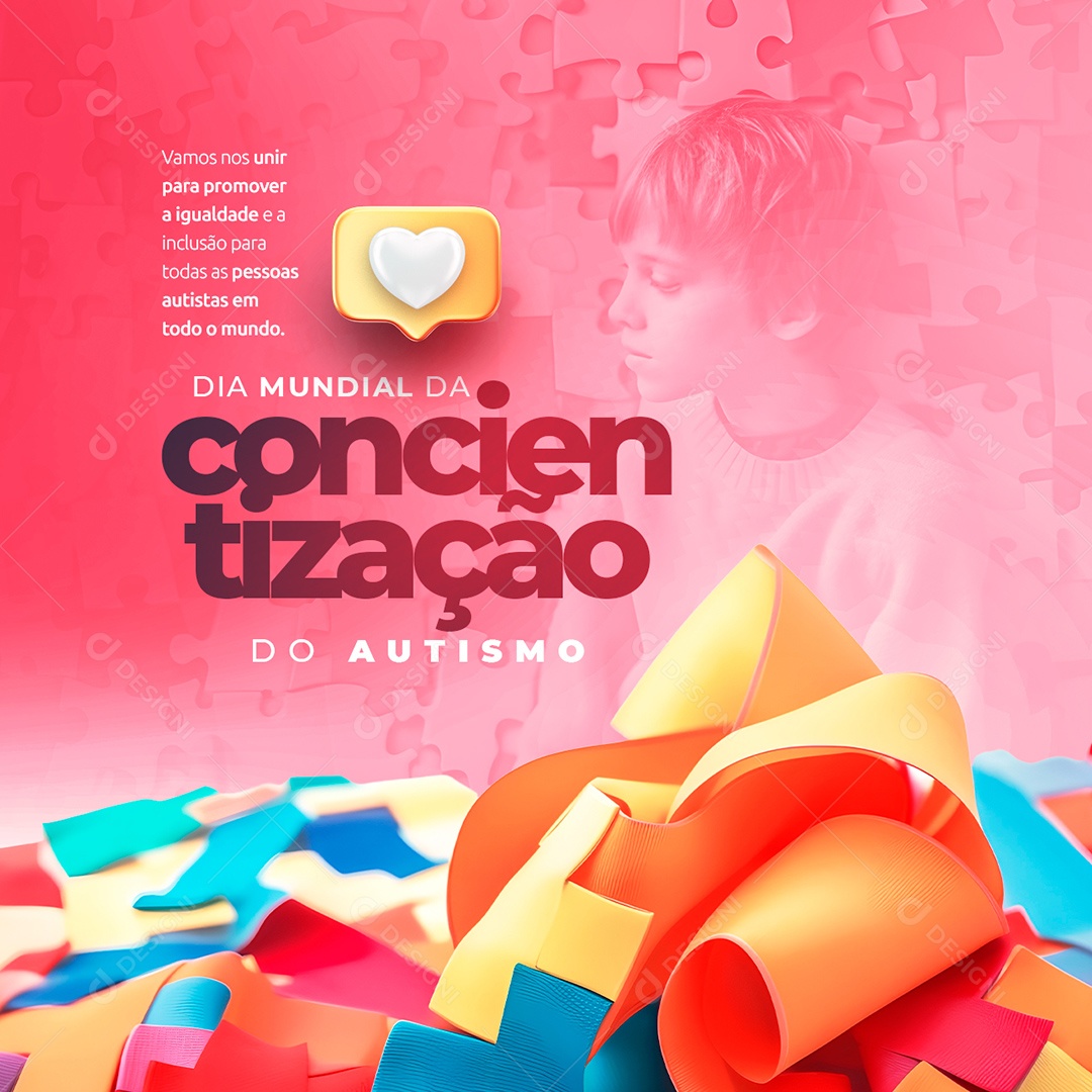Dia Mundial da Conscientização do Autismo 2 De Abril Social Media PSD Editável
