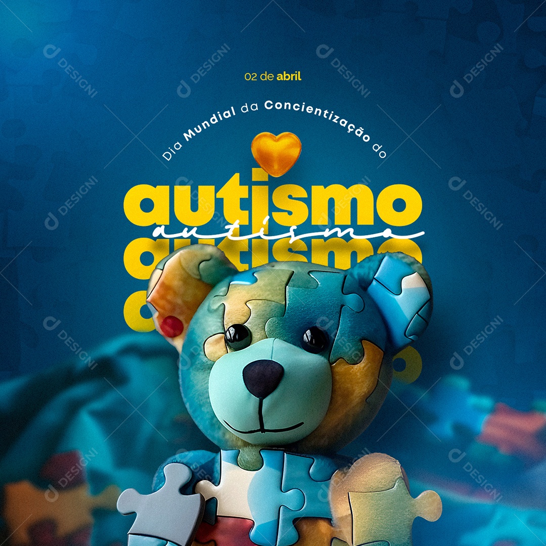 Dia Mundial da Conscientização do Autismo 2 De Abril Social Media PSD Editável