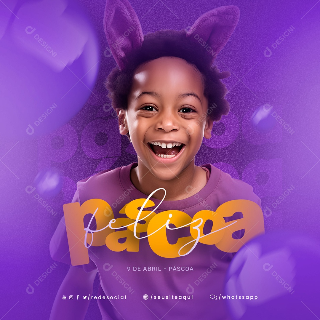 Social Media Feliz Páscoa PSD Editável