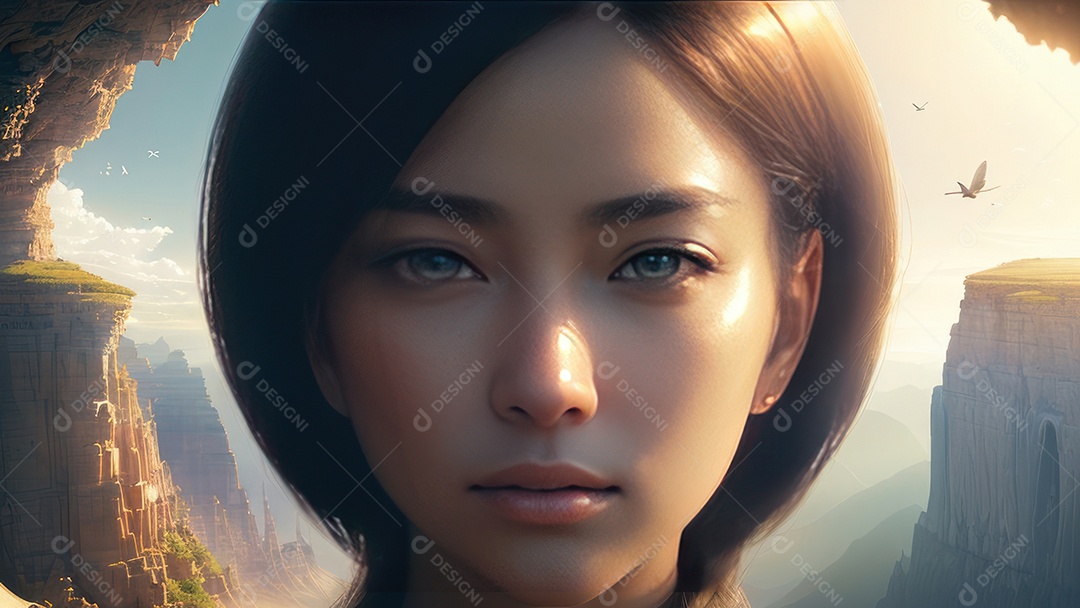 Imagem realista de linda mulher jovem.