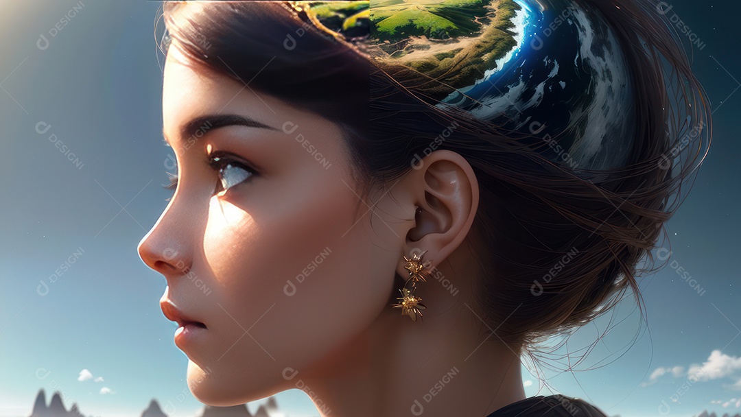 Imagem realista de linda mulher jovem.