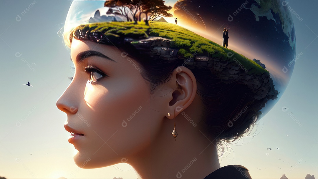 Imagem realista de linda mulher jovem.