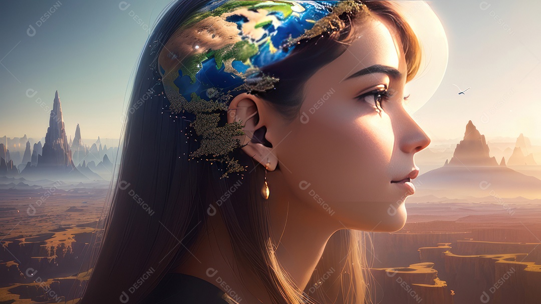 Imagem realista de linda mulher jovem.