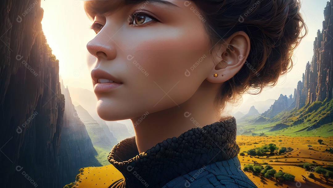 Imagem realista de linda mulher jovem.