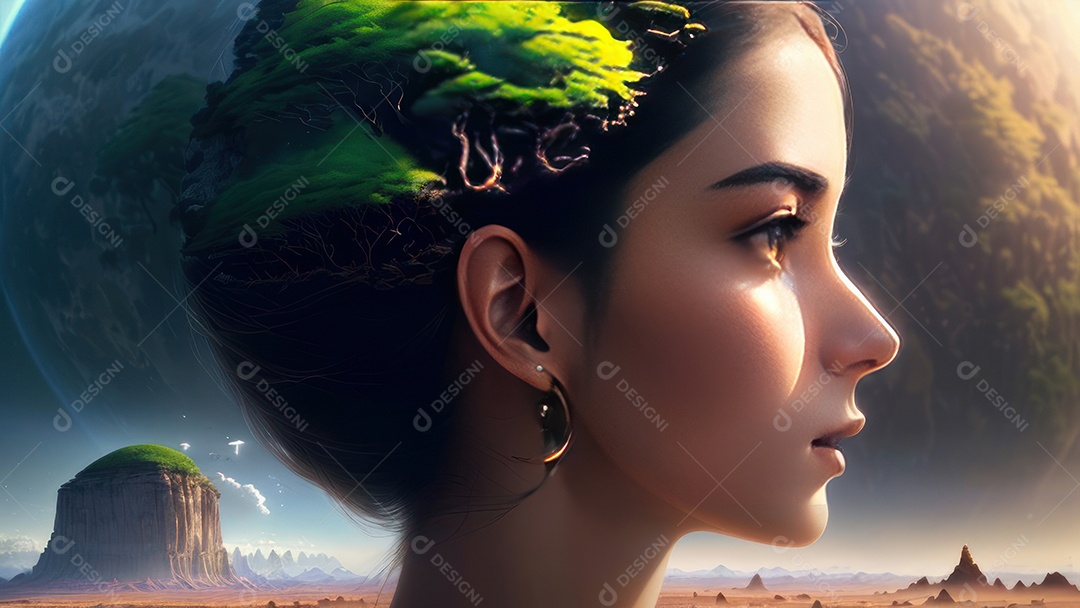 Imagem realista de linda mulher jovem.