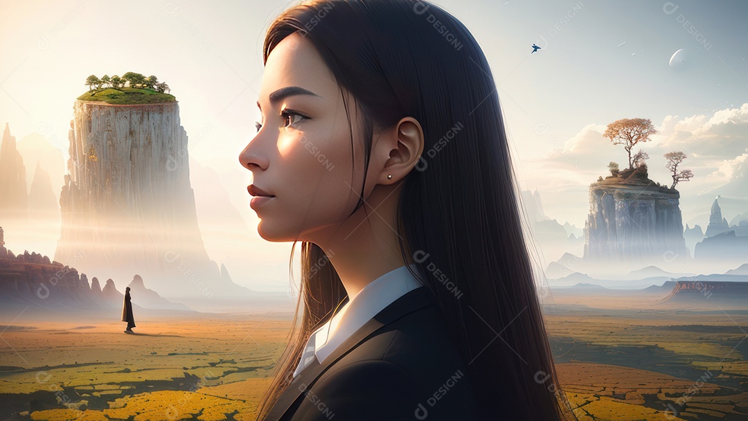 Imagem realista de linda mulher jovem.