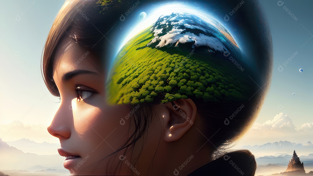 Imagem realista de linda mulher jovem.