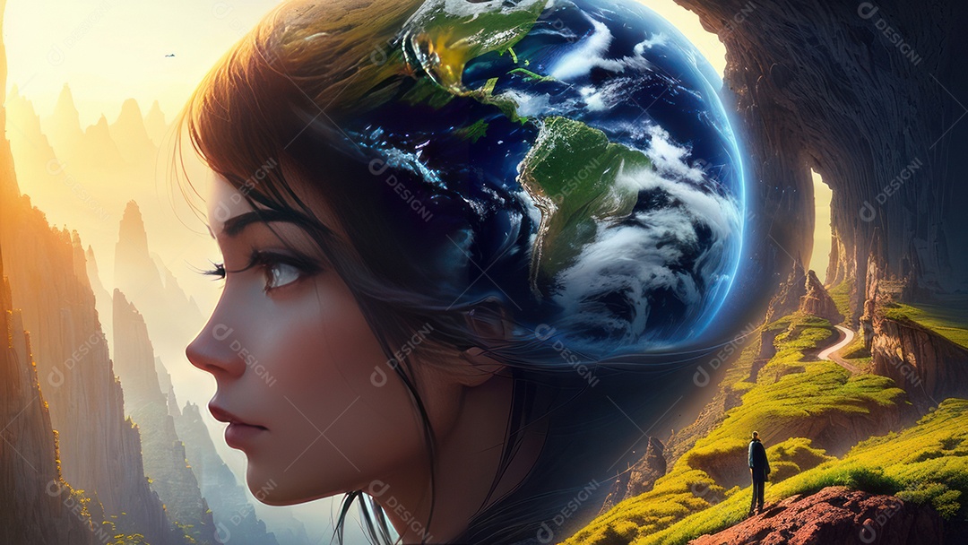 Imagem realista de linda mulher jovem.