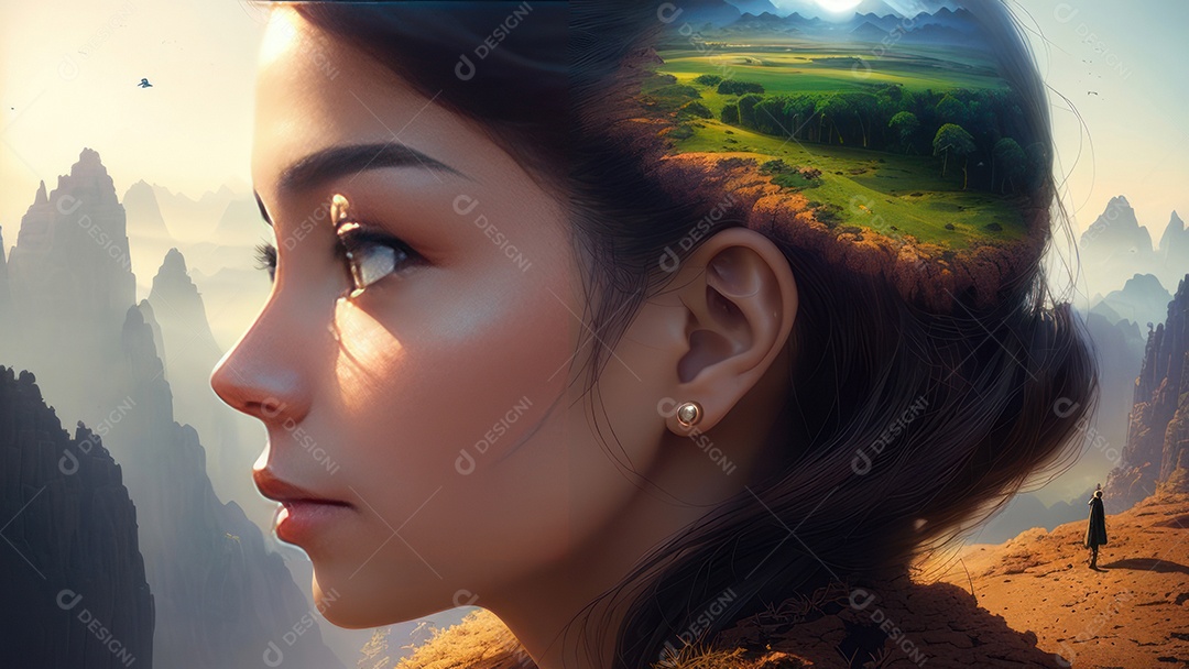 Imagem realista de linda mulher jovem.