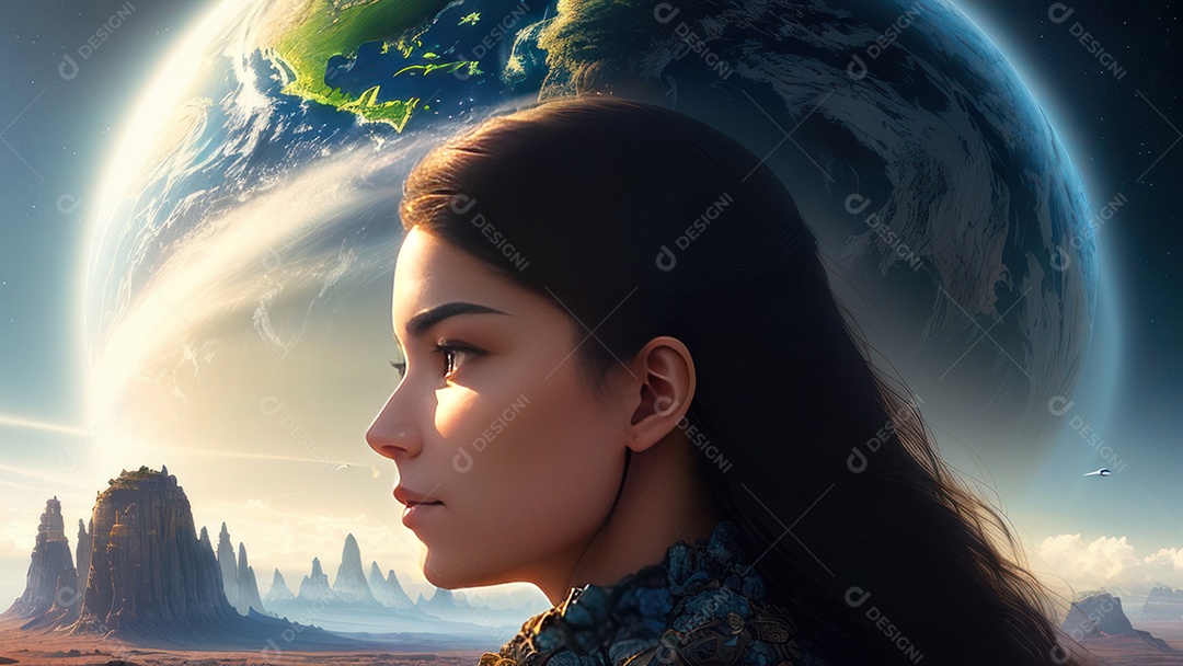 Imagem realista de linda mulher jovem.