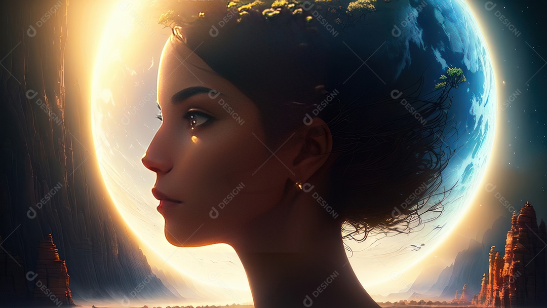 Imagem realista de linda mulher jovem.