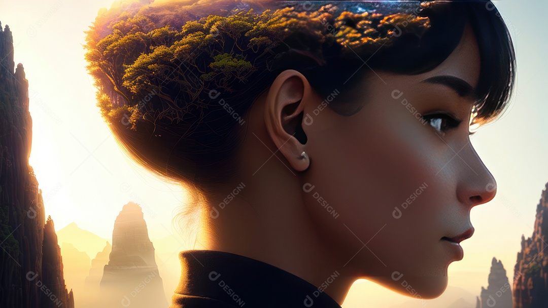 Imagem realista de linda mulher jovem.