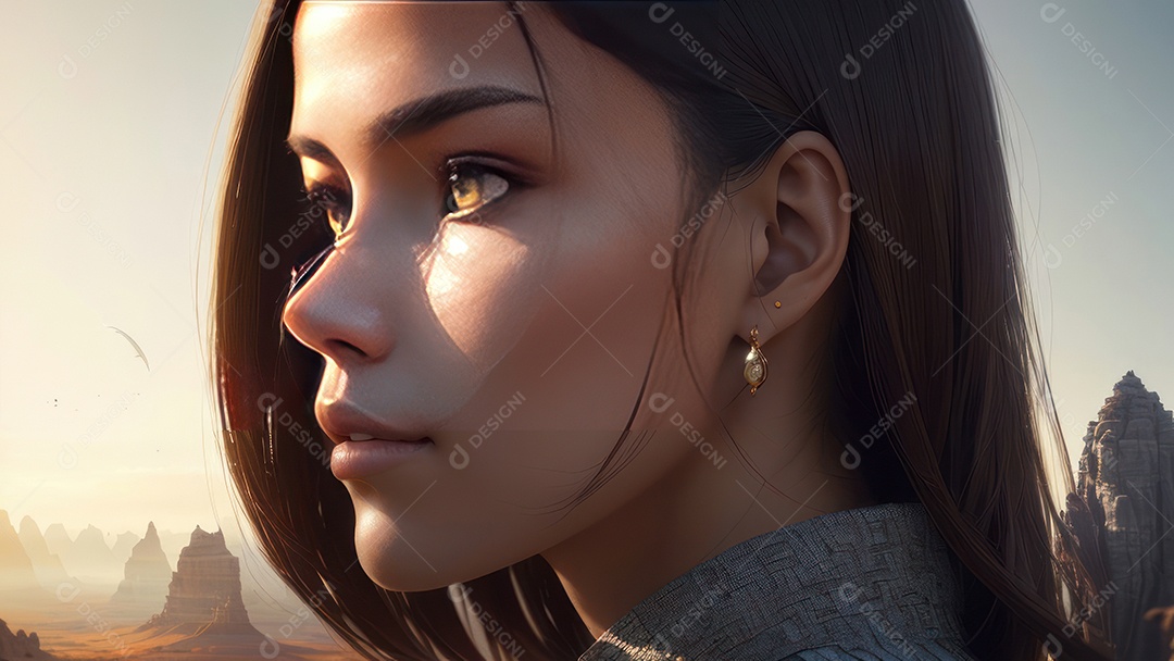 Imagem realista de linda mulher jovem.