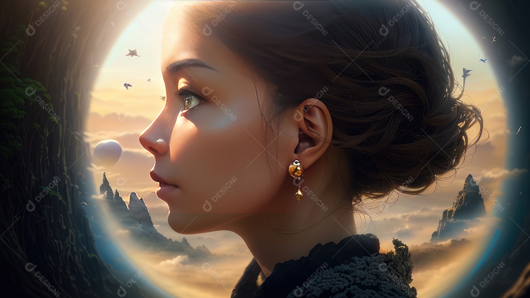 Imagem realista de linda mulher jovem.