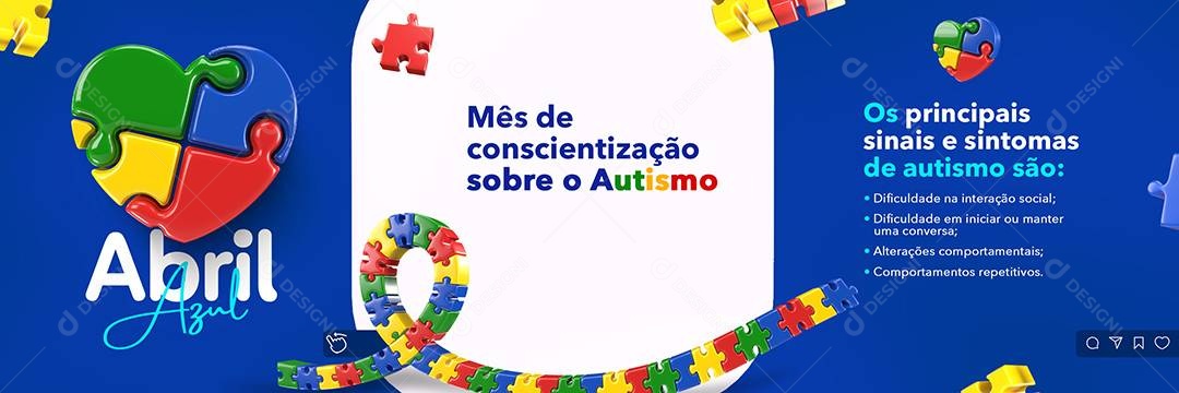 Social Media Carrossel Abril Azul Mês De Conscientização Autismo PSD Editável