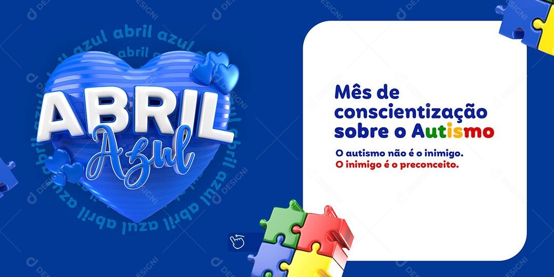 Social Media Carrossel Abril Azul Mês De Conscientização Autismo PSD Editável