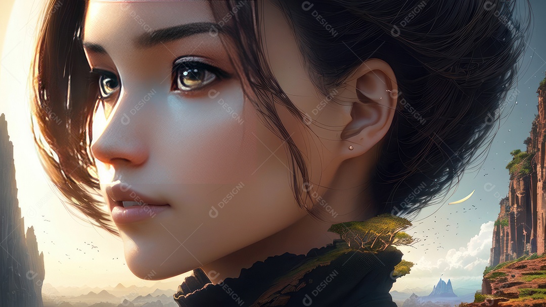 Imagem realista de linda mulher jovem.