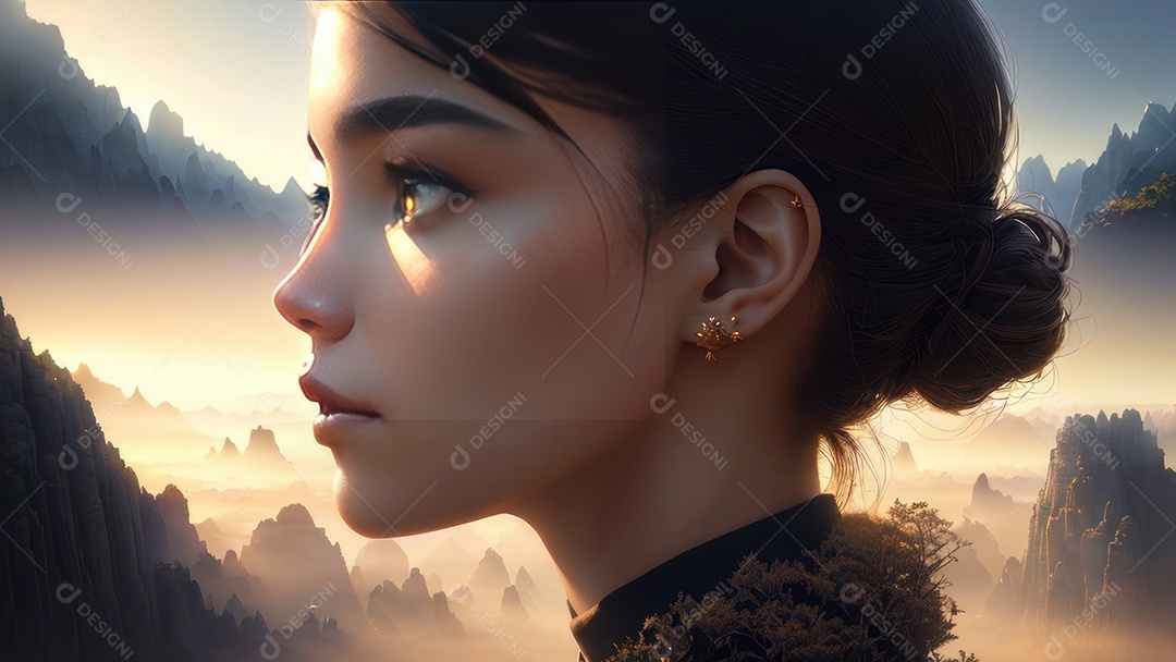 Imagem realista de linda mulher jovem.