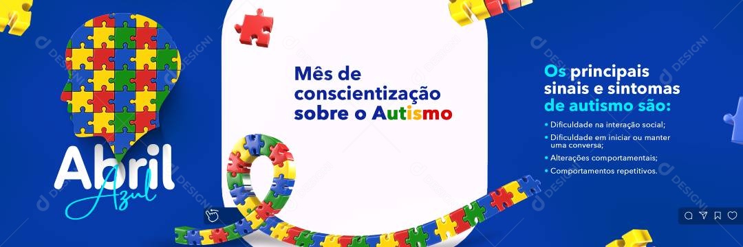 Social Media Carrossel Abril Azul Mês De Conscientização Autismo PSD Editável