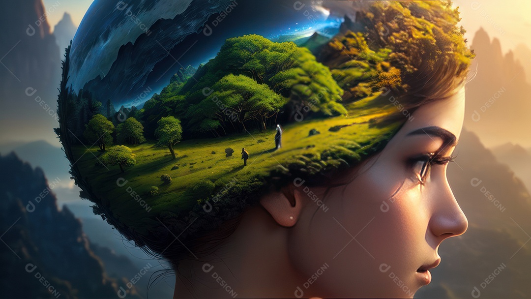 Imagem realista de linda mulher jovem.