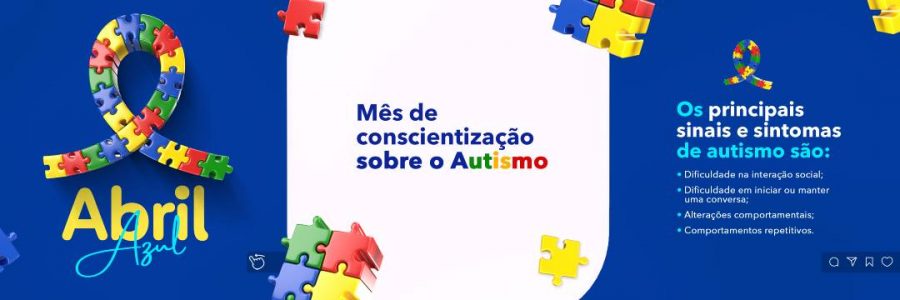 Social Media Carrossel Abril Azul Mês De Conscientização Autismo PSD Editável
