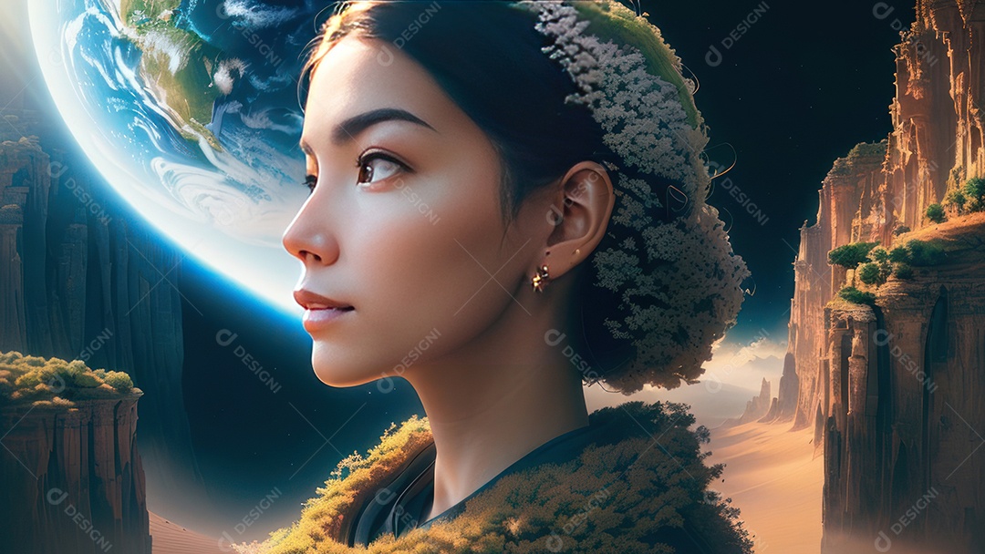 Imagem realista de linda mulher jovem.