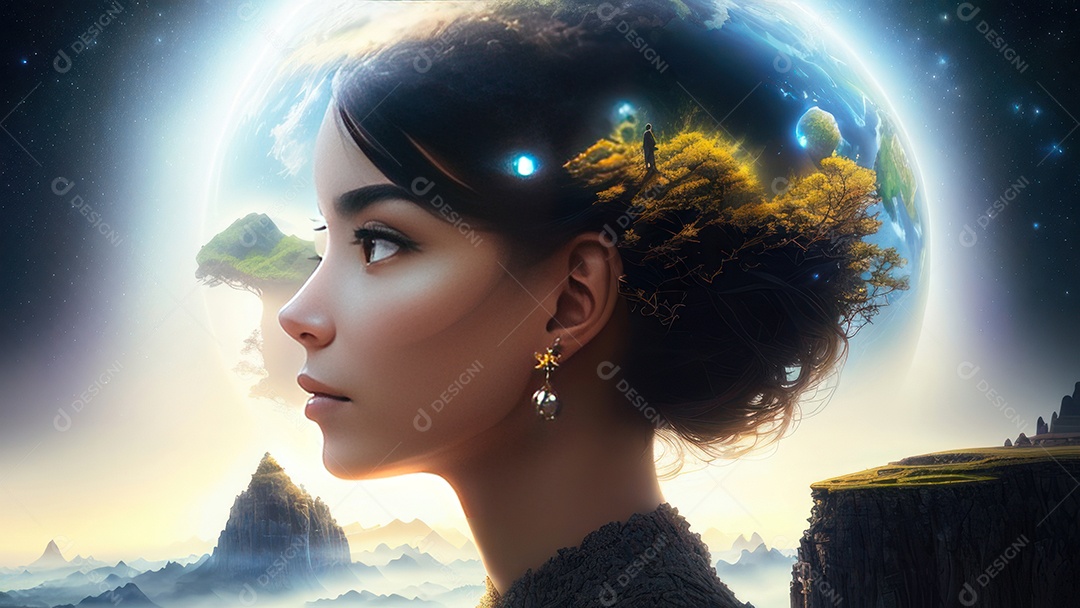 Imagem realista de linda mulher jovem.