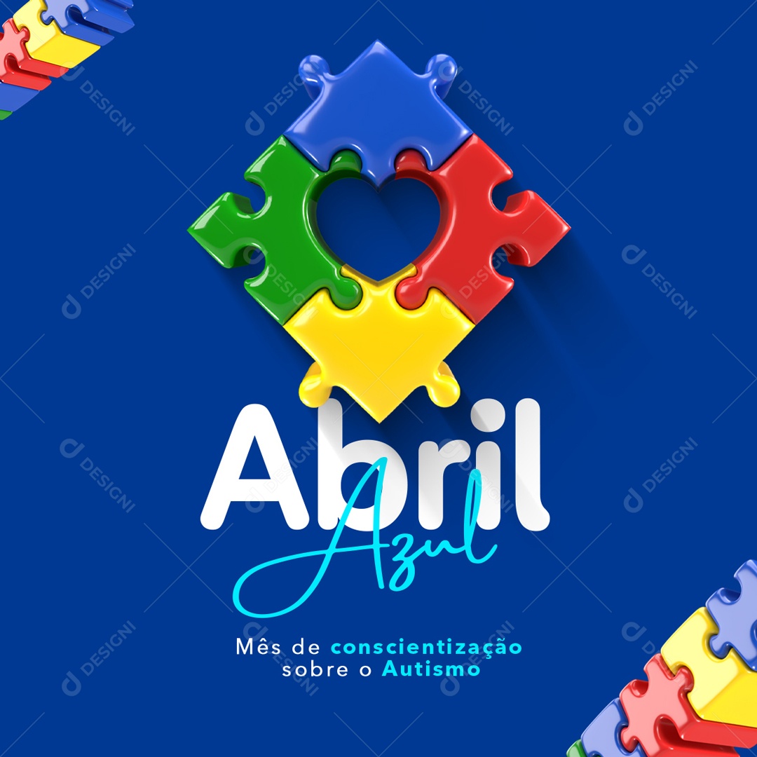 Social Media Abril Azul Mês De Conscientização Autismo PSD Editável