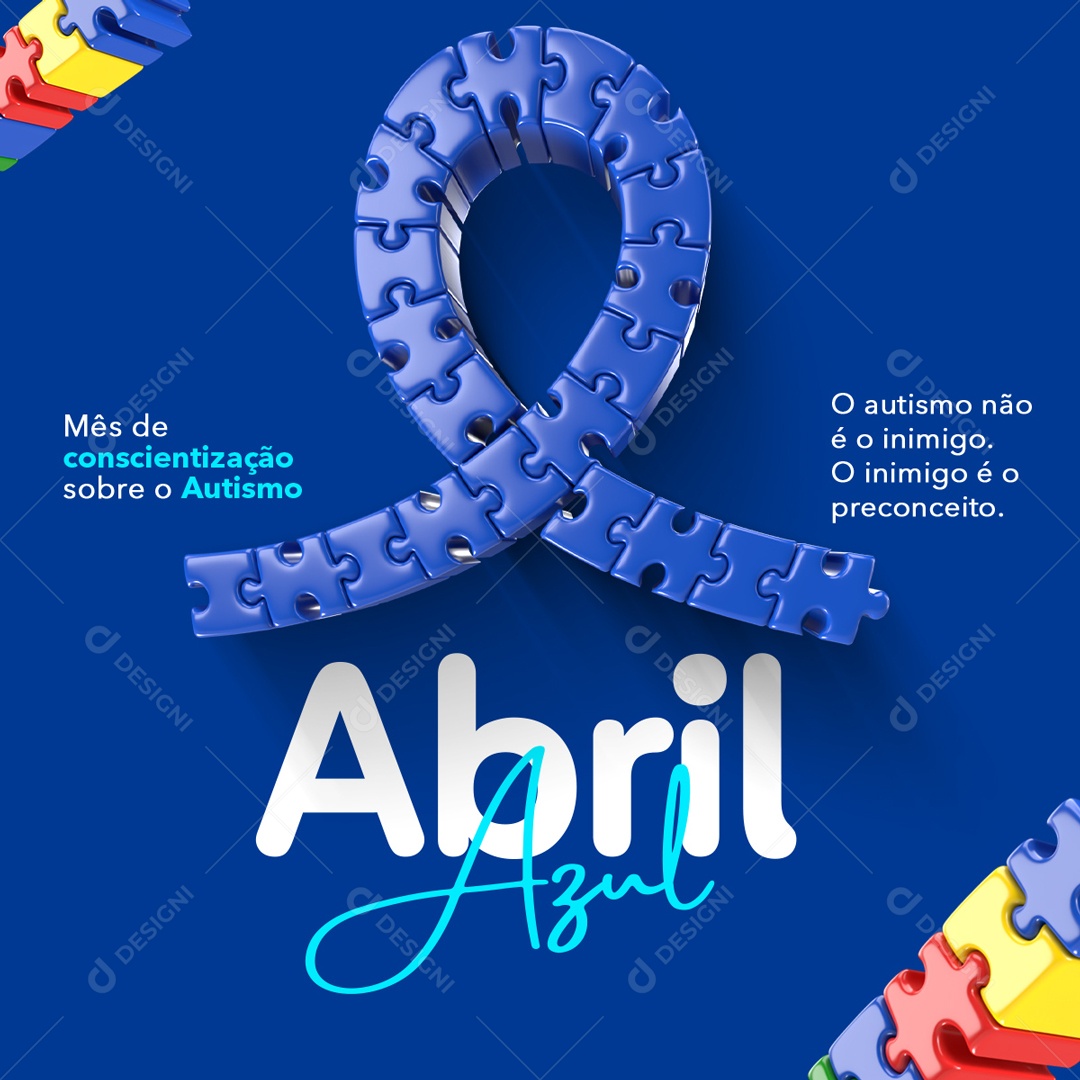 Social Media Abril Azul Mês De Conscientização Autismo PSD Editável