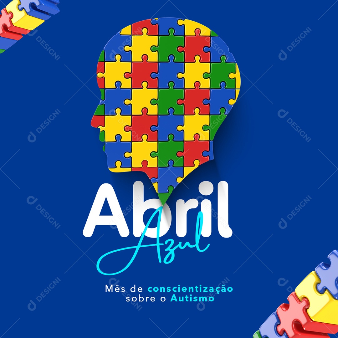 Social Media Abril Azul Mês De Conscientização Autismo PSD Editavel