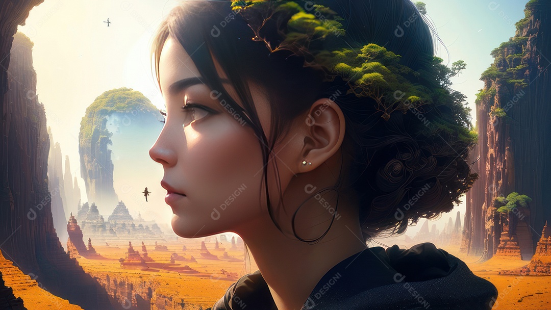 Imagem realista de linda mulher jovem.