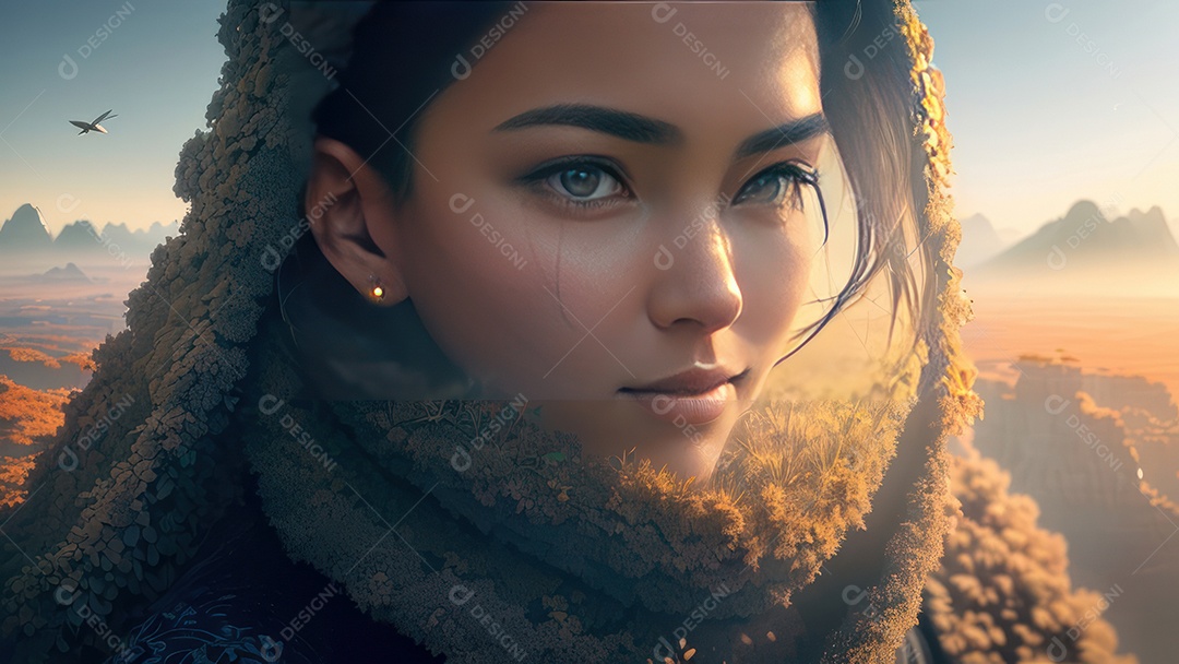 Imagem realista de linda mulher jovem.