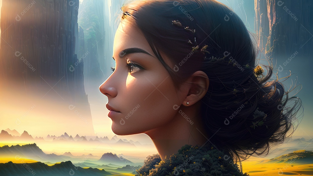 Imagem realista de linda mulher jovem.