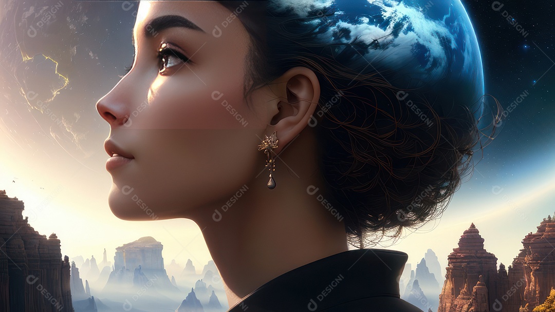 Imagem realista de linda mulher jovem.