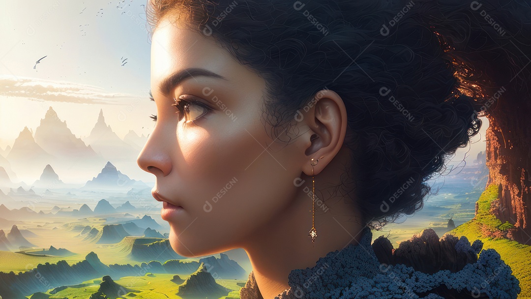 Imagem realista de linda mulher jovem.