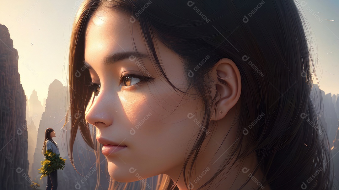 Imagem realista de linda mulher jovem.