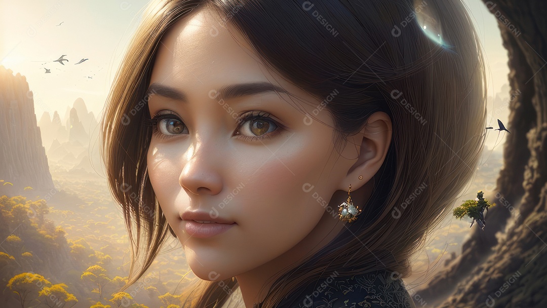 Imagem realista de linda mulher jovem.